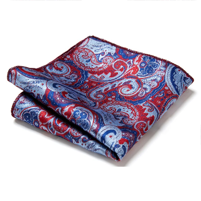 Paisley Hanky Floral Pocket Square Fit Men Suits Wedding Party Fashion Business Handkerchief Navy Blue Pocket Hanky Red Square