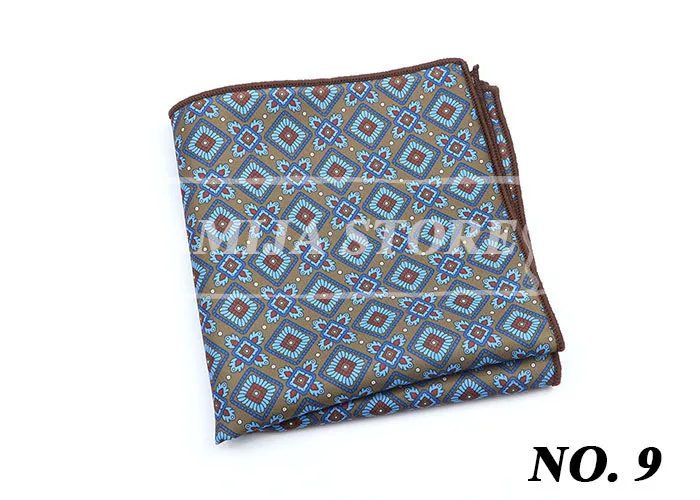 Vintage Fashion Hankerchief Scarves For Man Hankies Men's Pocket Square Handkerchiefs Printing Striped Plaid Snot Rag 26*26cm