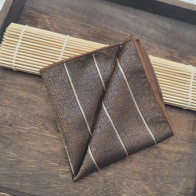23cm Men's Brown Pocket Square Coffee Color Paisley Striped Handkerchief Suit Formal Dress Accessories Wedding Party Gift Hanky