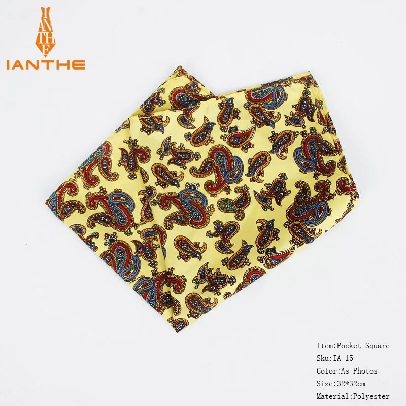 New Fashion Men Handkerchief Pocket Square Popular 32 X 32CM Large Man Paisley Dot Chest Hankies For Wedding Men's Suits Hanky