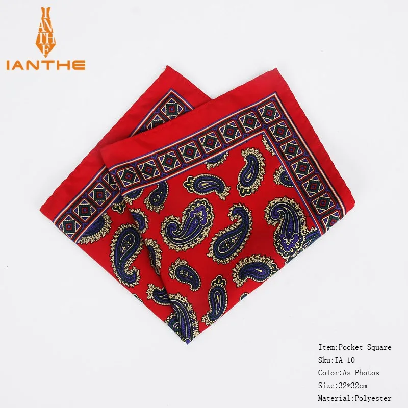 New Fashion Men Handkerchief Pocket Square Popular 32 X 32CM Large Man Paisley Dot Chest Hankies For Wedding Men's Suits Hanky