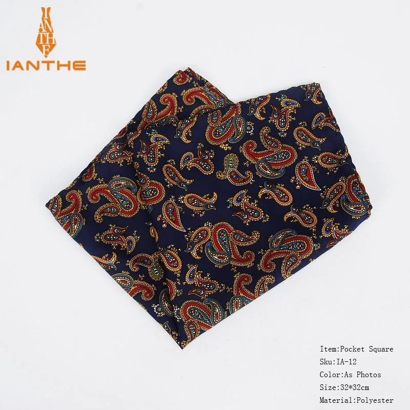 New Fashion Men Handkerchief Pocket Square Popular 32 X 32CM Large Man Paisley Dot Chest Hankies For Wedding Men's Suits Hanky