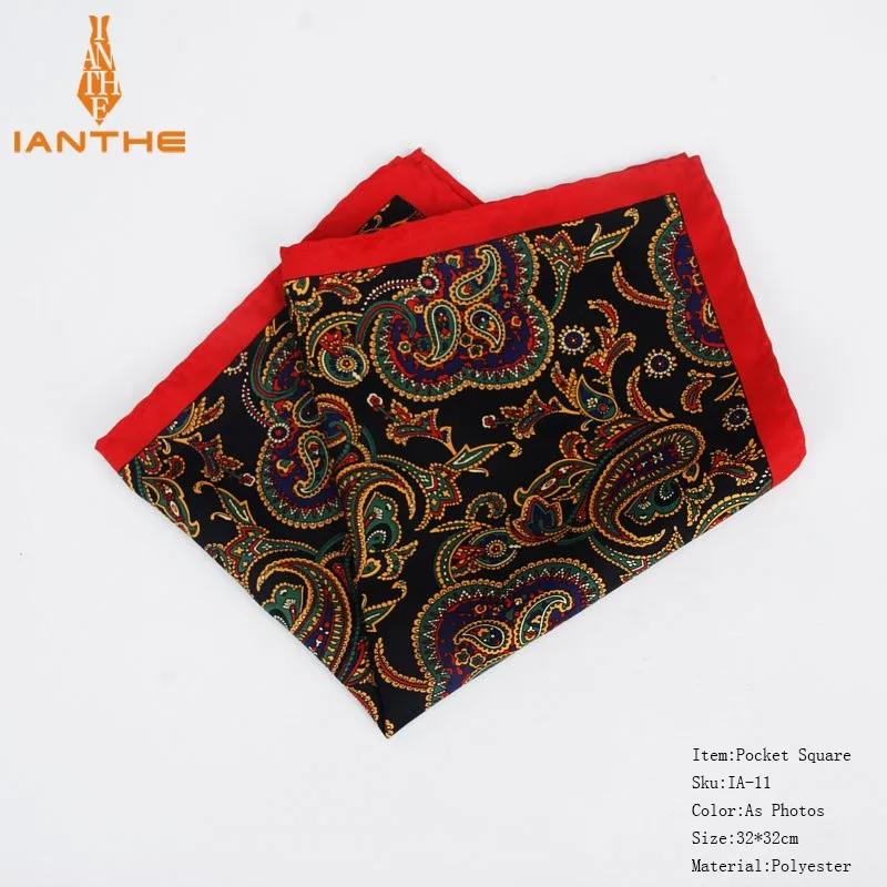 New Fashion Men Handkerchief Pocket Square Popular 32 X 32CM Large Man Paisley Dot Chest Hankies For Wedding Men's Suits Hanky