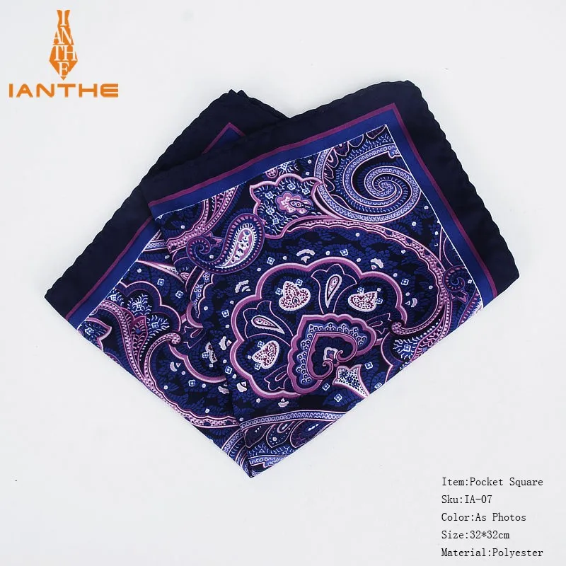 New Fashion Men Handkerchief Pocket Square Popular 32 X 32CM Large Man Paisley Dot Chest Hankies For Wedding Men's Suits Hanky