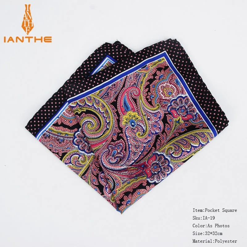 New Fashion Men Handkerchief Pocket Square Popular 32 X 32CM Large Man Paisley Dot Chest Hankies For Wedding Men's Suits Hanky