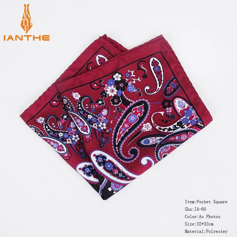 New Fashion Men Handkerchief Pocket Square Popular 32 X 32CM Large Man Paisley Dot Chest Hankies For Wedding Men's Suits Hanky