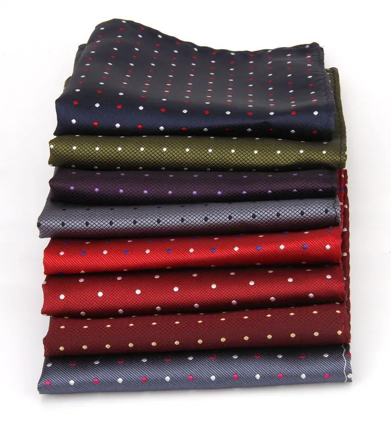 Fashion Polka Dot Paisley Mens Pocket Square Polyester Woven Navy Handkerchief Formal Dress Business Scarf Suit Tie Accessories