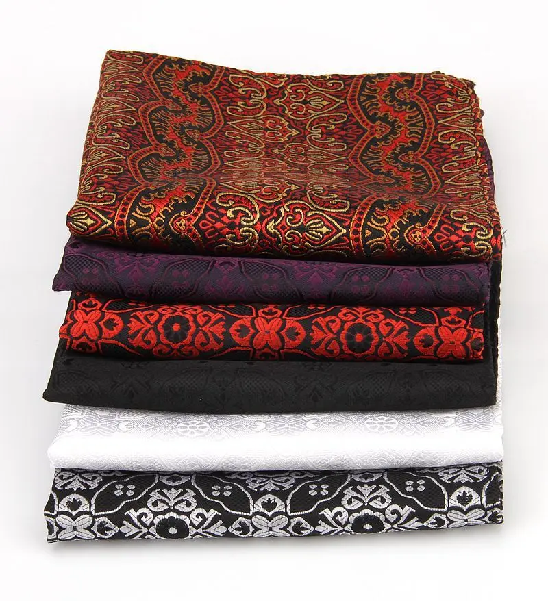 Fashion Polka Dot Paisley Mens Pocket Square Polyester Woven Navy Handkerchief Formal Dress Business Scarf Suit Tie Accessories