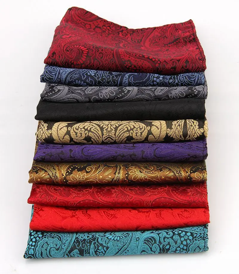 Fashion Polka Dot Paisley Mens Pocket Square Polyester Woven Navy Handkerchief Formal Dress Business Scarf Suit Tie Accessories