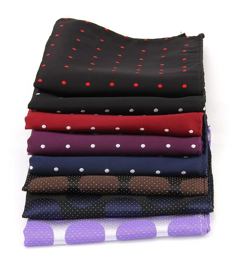 Fashion Polka Dot Paisley Mens Pocket Square Polyester Woven Navy Handkerchief Formal Dress Business Scarf Suit Tie Accessories