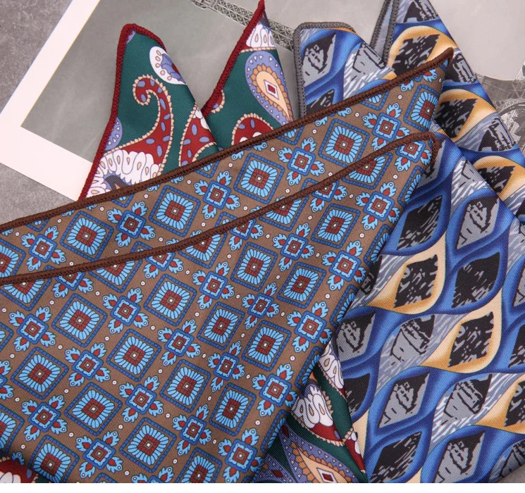 Men's Suit Pocket Square Hongkang Street Style Casual Chest Towel Brown Printed Handkerchief Formal Business Suit Accessories