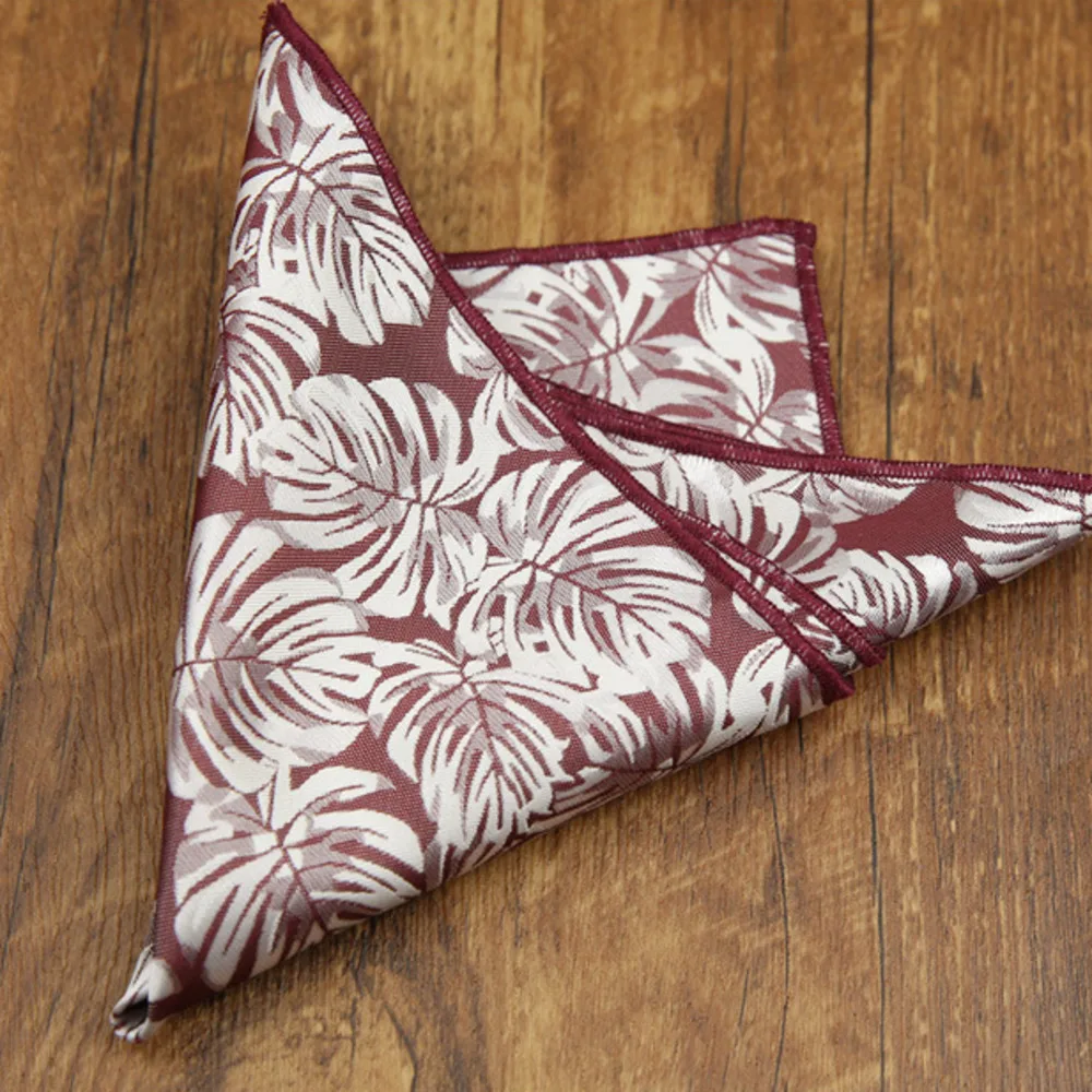 2026 Fashion Mens 23cm Pocket Square Luxury Polyester Handkerchief Colorful Brown Paisley Hanky Wedding Groom Suits Accessories