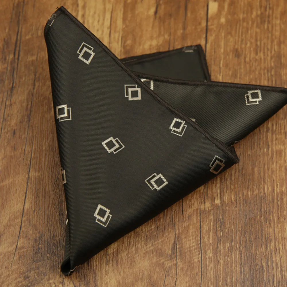2026 Fashion Mens 23cm Pocket Square Luxury Polyester Handkerchief Colorful Brown Paisley Hanky Wedding Groom Suits Accessories