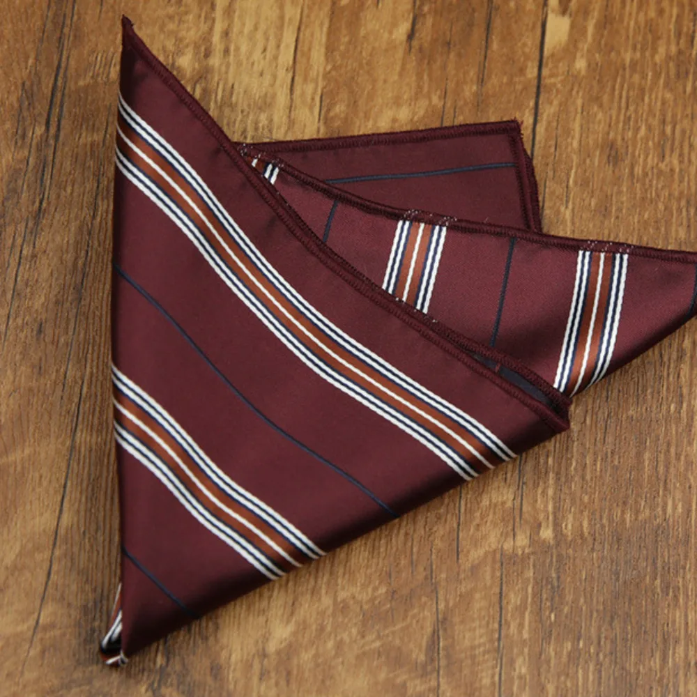 2026 Fashion Mens 23cm Pocket Square Luxury Polyester Handkerchief Colorful Brown Paisley Hanky Wedding Groom Suits Accessories