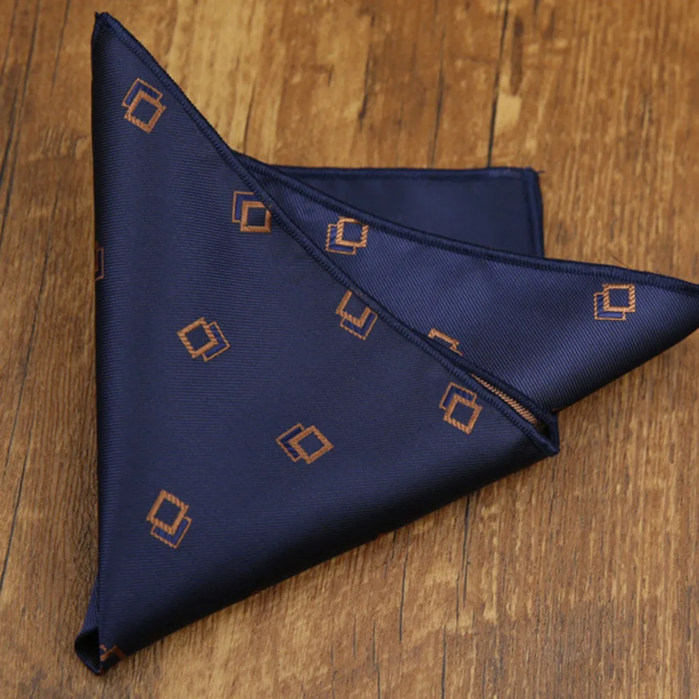 2026 Fashion Mens 23cm Pocket Square Luxury Polyester Handkerchief Colorful Brown Paisley Hanky Wedding Groom Suits Accessories