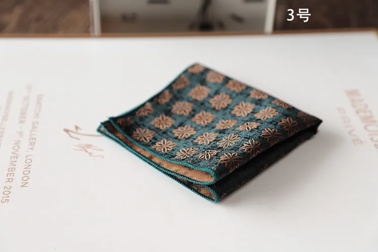 23cm Korean Retro Men's Suit Pocket Square Snowflake Star Flower Printed Handkerchief Banquet Accessories Cravat Hanky Towel