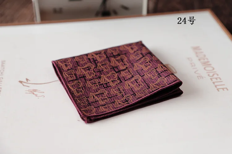 23cm Korean Retro Men's Suit Pocket Square Snowflake Star Flower Printed Handkerchief Banquet Accessories Cravat Hanky Towel