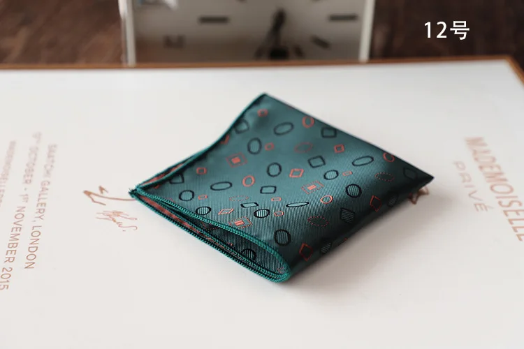 23cm Korean Retro Men's Suit Pocket Square Snowflake Star Flower Printed Handkerchief Banquet Accessories Cravat Hanky Towel