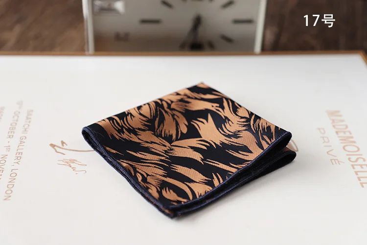23cm Korean Retro Men's Suit Pocket Square Snowflake Star Flower Printed Handkerchief Banquet Accessories Cravat Hanky Towel