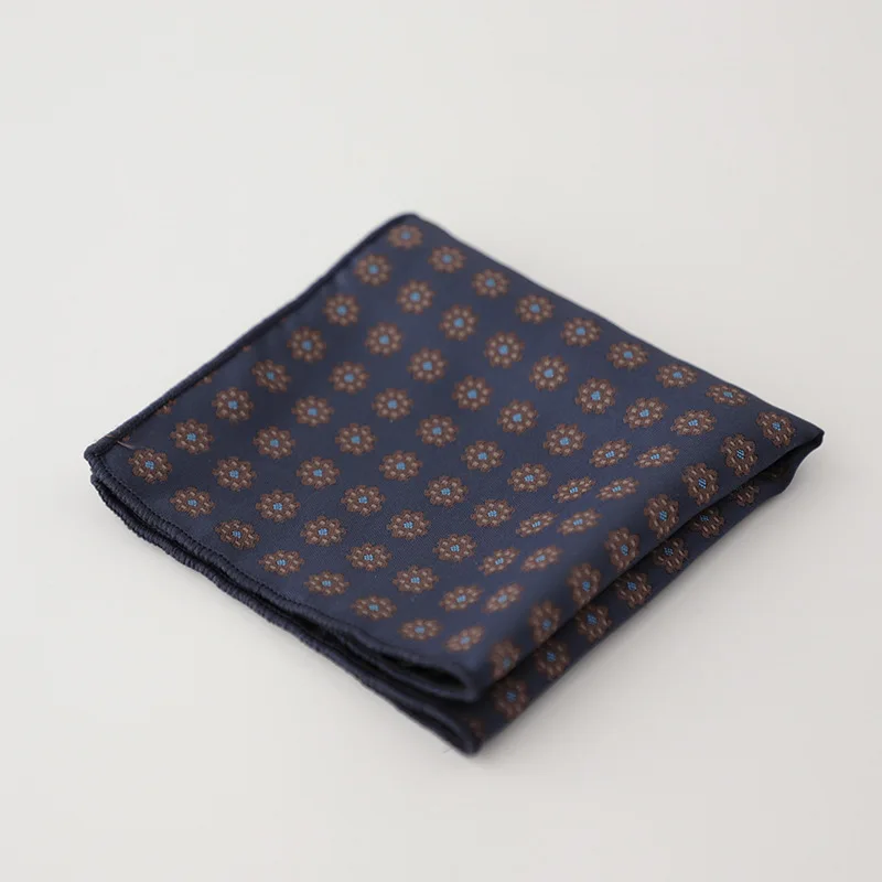 23cm New Design Mens Green Brown Pocket Square Floral Polyester Soft Handkerchief Wedding Party Tuxedo Accessories Cravat Hanky