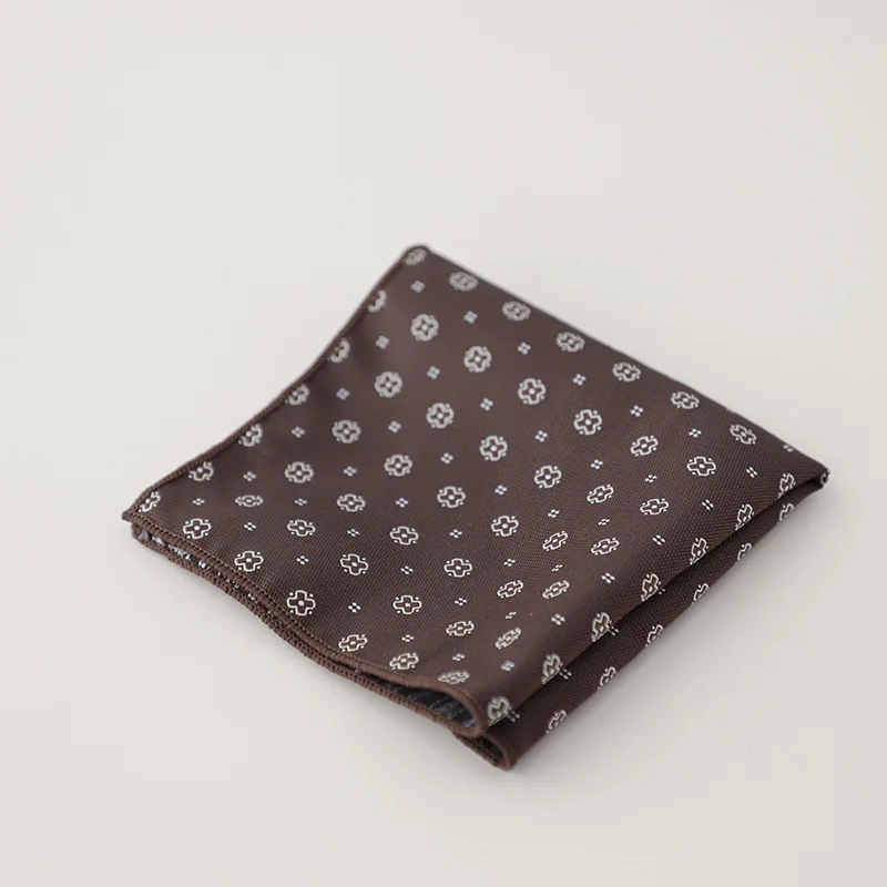 23cm New Design Mens Green Brown Pocket Square Floral Polyester Soft Handkerchief Wedding Party Tuxedo Accessories Cravat Hanky