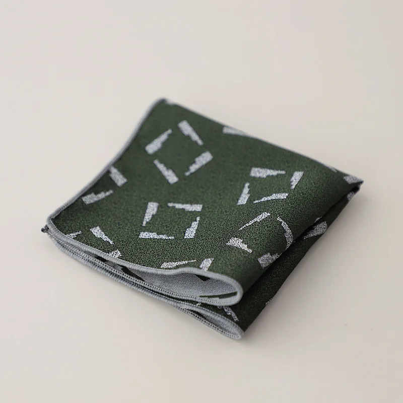 23cm New Design Mens Green Brown Pocket Square Floral Polyester Soft Handkerchief Wedding Party Tuxedo Accessories Cravat Hanky