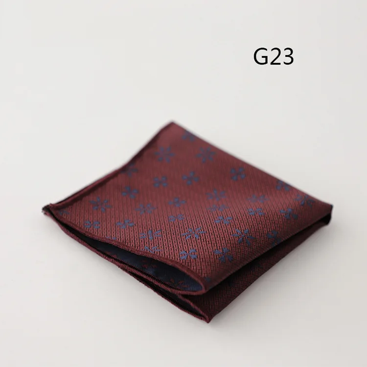 23cm Luxury Men Suit Pocket Square Floral Brown Red Handkerchief Polka Dot Striped Hanky Tuxedo Chest Towel Wedding Party Cravat