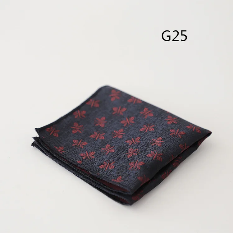 23cm Luxury Men Suit Pocket Square Floral Brown Red Handkerchief Polka Dot Striped Hanky Tuxedo Chest Towel Wedding Party Cravat