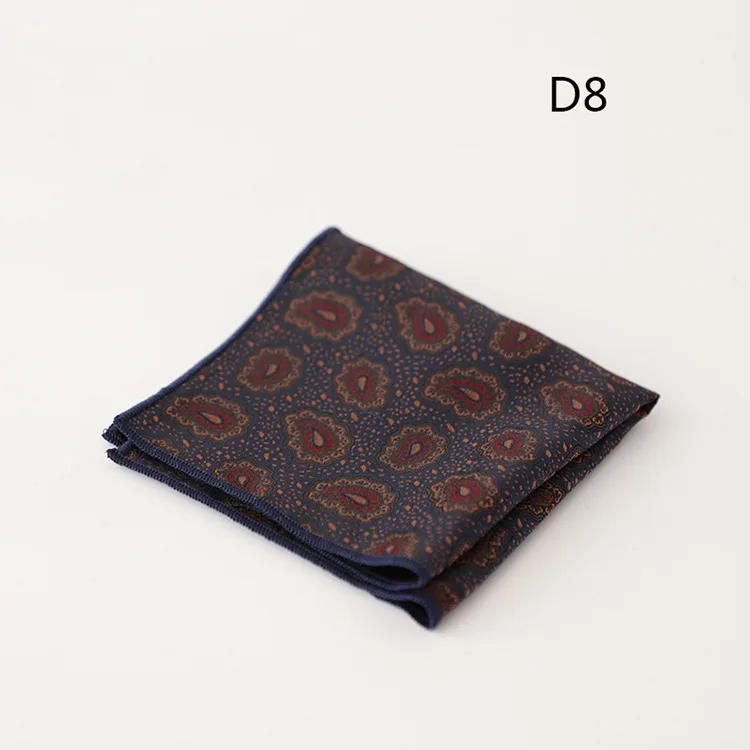 23cm Luxury Men Suit Pocket Square Floral Brown Red Handkerchief Polka Dot Striped Hanky Tuxedo Chest Towel Wedding Party Cravat