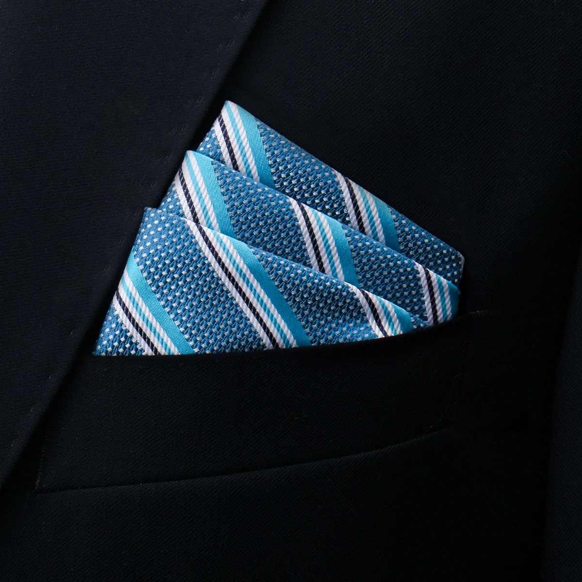 Brand Kerchief Man Dark Blue Striped April Fool's Day Fit Formal Party Pocket Square Handkerchiefs Suit Accessories Men Necktie