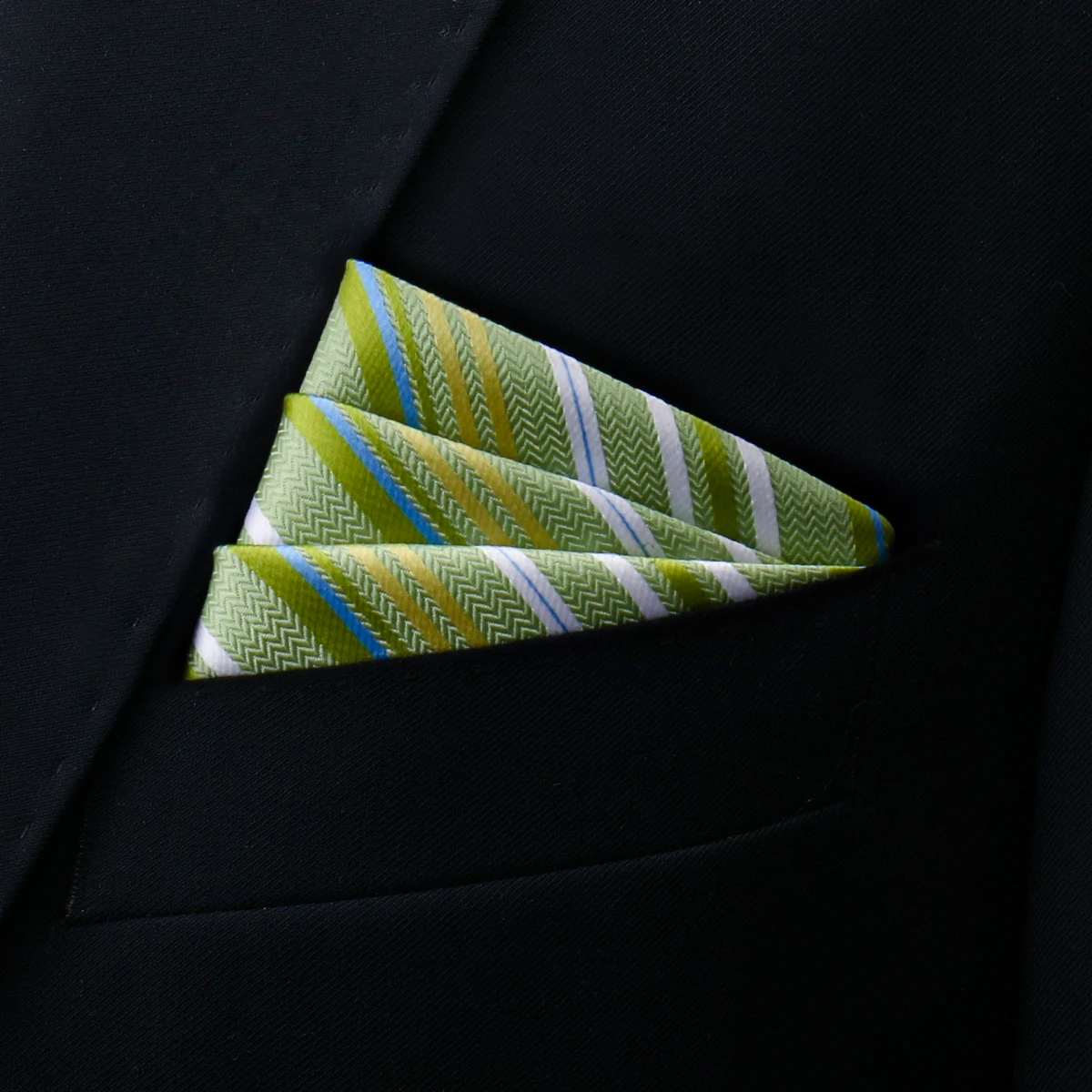 Brand Kerchief Man Dark Blue Striped April Fool's Day Fit Formal Party Pocket Square Handkerchiefs Suit Accessories Men Necktie