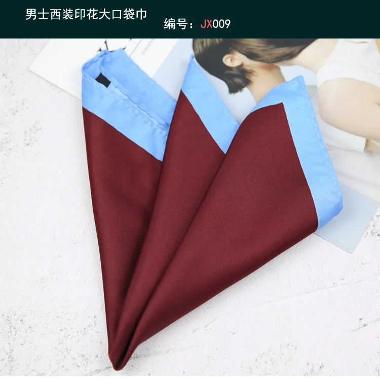 32cm Luxury Men's Paisley Printed Pocket Square Oversized Handkerchief Suit Chest Scarf Solid Red Hanky Formal Dress Accessories