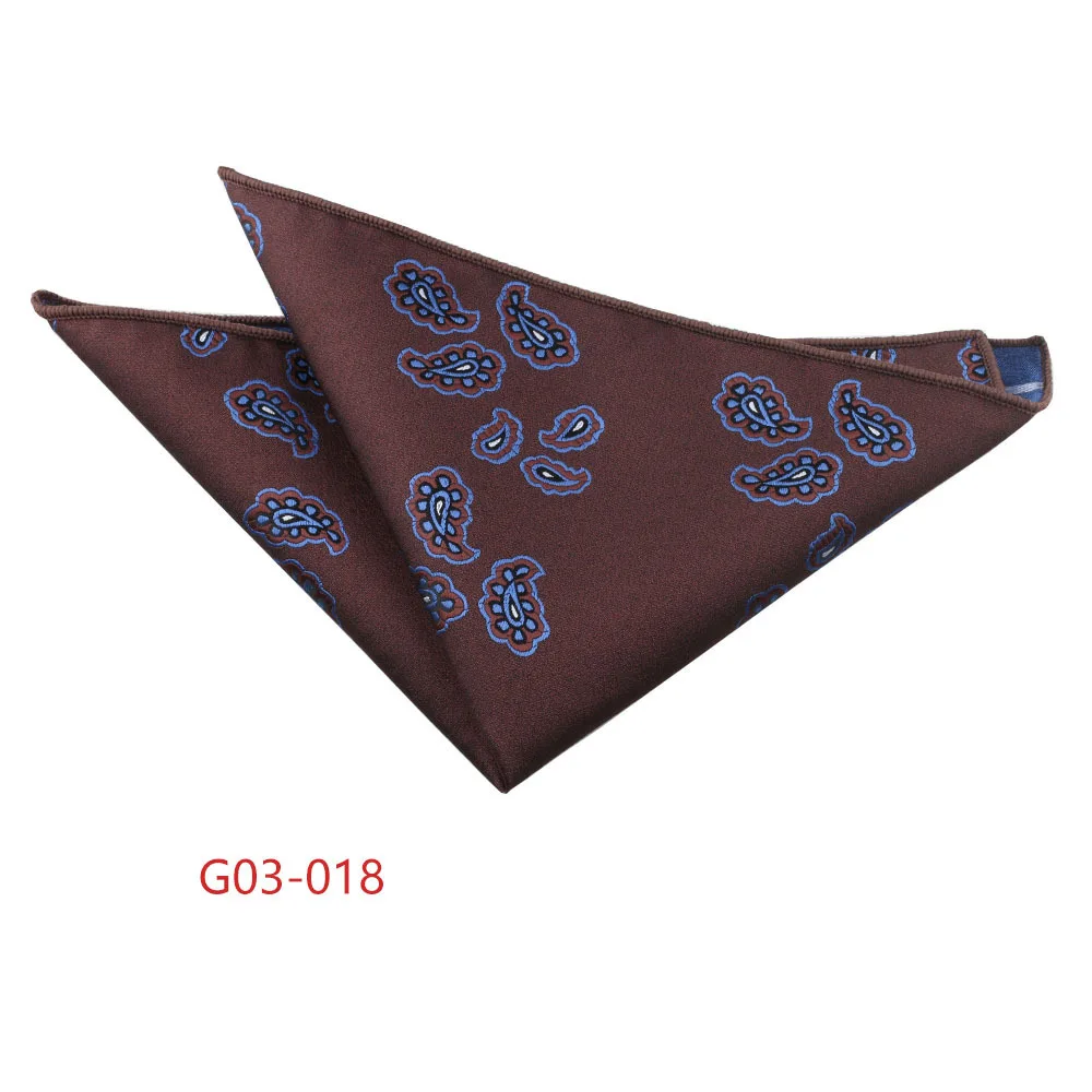 Trendy Brown Pocket Square Men Fashion Navy Flower Striped Handkerchief Small Scarf Wedding Party Suit Accessories Elegant Hanky