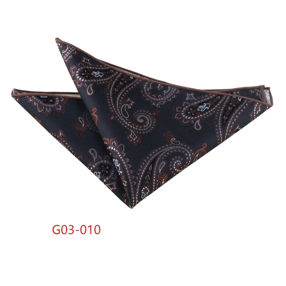 Trendy Brown Pocket Square Men Fashion Navy Flower Striped Handkerchief Small Scarf Wedding Party Suit Accessories Elegant Hanky
