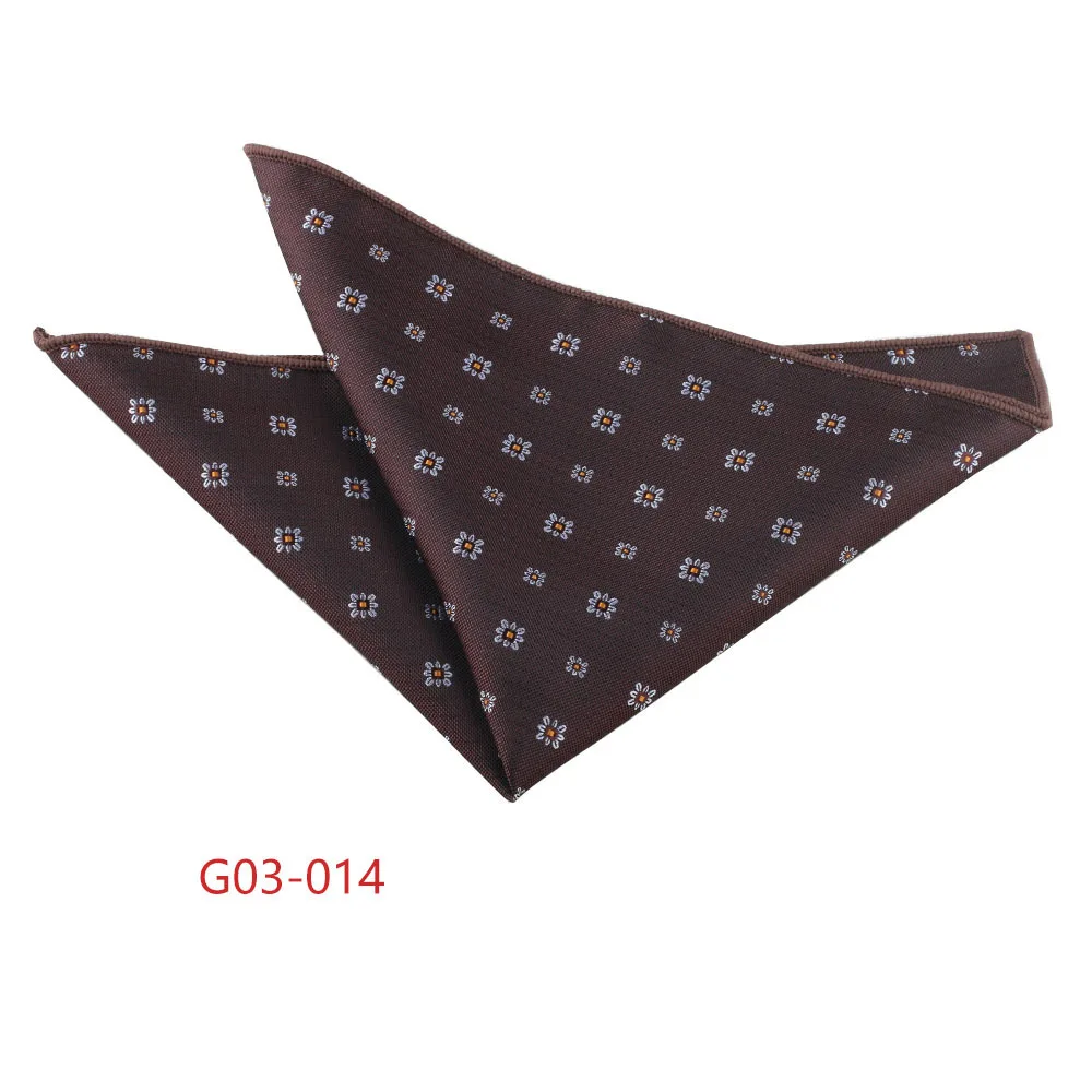 Trendy Brown Pocket Square Men Fashion Navy Flower Striped Handkerchief Small Scarf Wedding Party Suit Accessories Elegant Hanky
