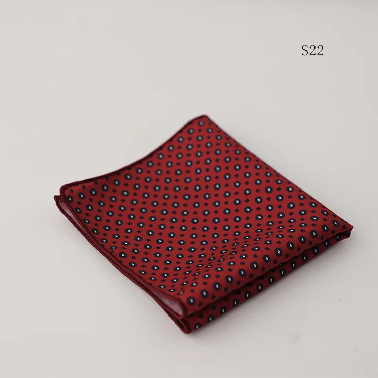 Hongkong Street Style Flower Dots Printed Pocket Square Men Adult Brown Navy Animal Handkerchief Towel Formal Suit Tuxedo Hanky
