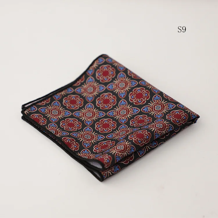 Hongkong Street Style Flower Dots Printed Pocket Square Men Adult Brown Navy Animal Handkerchief Towel Formal Suit Tuxedo Hanky