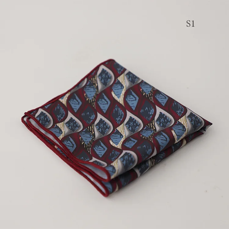 Hongkong Street Style Flower Dots Printed Pocket Square Men Adult Brown Navy Animal Handkerchief Towel Formal Suit Tuxedo Hanky