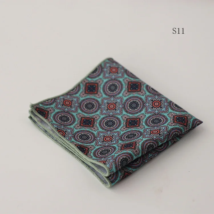 Hongkong Street Style Flower Dots Printed Pocket Square Men Adult Brown Navy Animal Handkerchief Towel Formal Suit Tuxedo Hanky