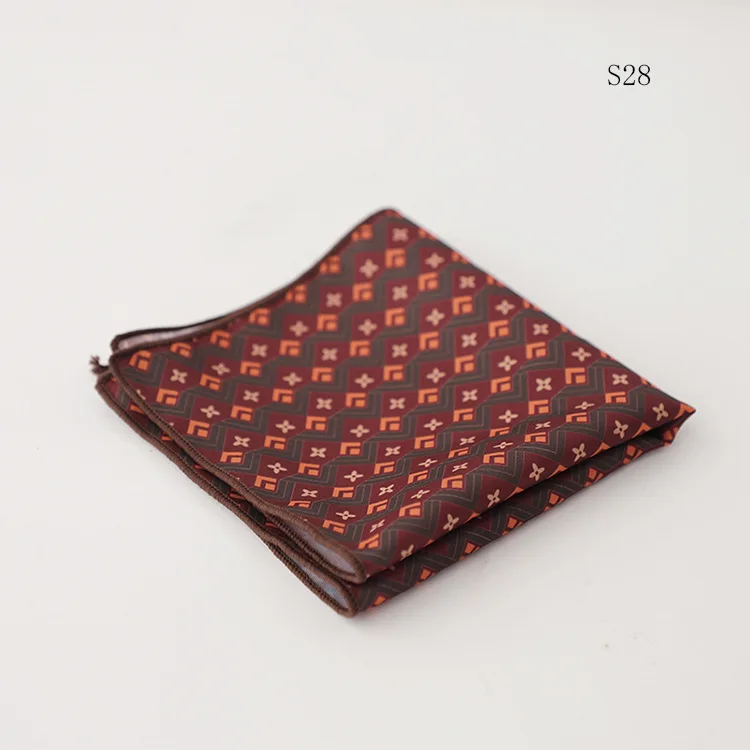 Hongkong Street Style Flower Dots Printed Pocket Square Men Adult Brown Navy Animal Handkerchief Towel Formal Suit Tuxedo Hanky