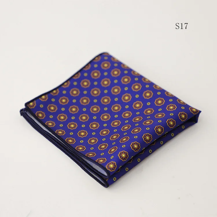 Hongkong Street Style Flower Dots Printed Pocket Square Men Adult Brown Navy Animal Handkerchief Towel Formal Suit Tuxedo Hanky