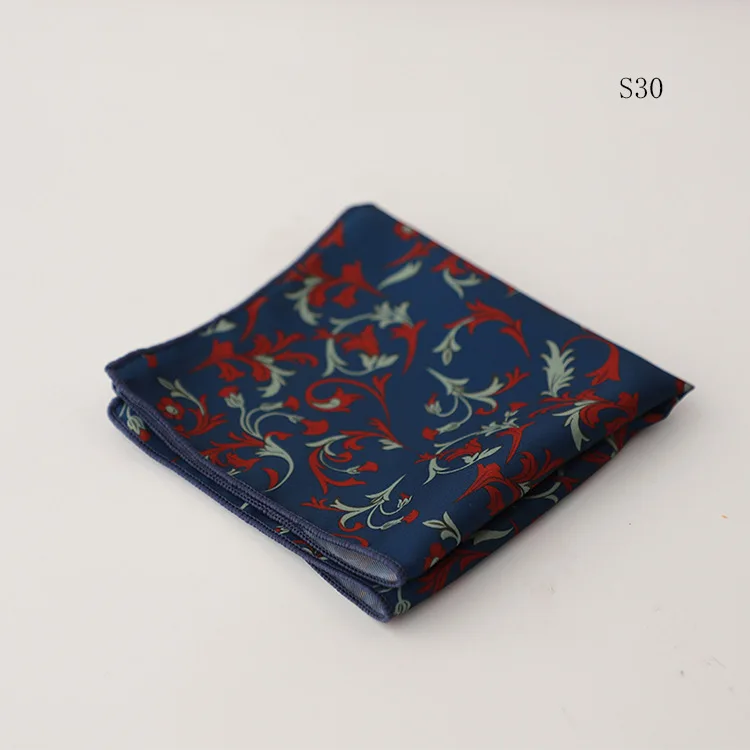 Hongkong Street Style Flower Dots Printed Pocket Square Men Adult Brown Navy Animal Handkerchief Towel Formal Suit Tuxedo Hanky