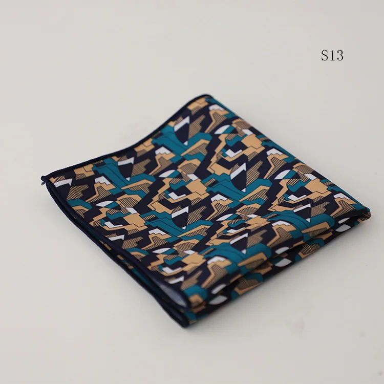 Hongkong Street Style Flower Dots Printed Pocket Square Men Adult Brown Navy Animal Handkerchief Towel Formal Suit Tuxedo Hanky