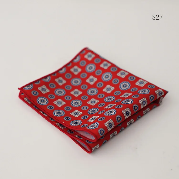 Hongkong Street Style Flower Dots Printed Pocket Square Men Adult Brown Navy Animal Handkerchief Towel Formal Suit Tuxedo Hanky