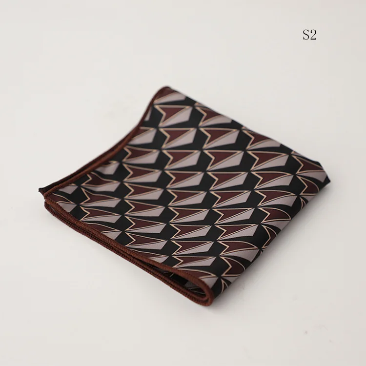 Hongkong Street Style Flower Dots Printed Pocket Square Men Adult Brown Navy Animal Handkerchief Towel Formal Suit Tuxedo Hanky