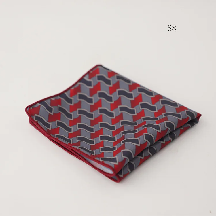 Hongkong Street Style Flower Dots Printed Pocket Square Men Adult Brown Navy Animal Handkerchief Towel Formal Suit Tuxedo Hanky