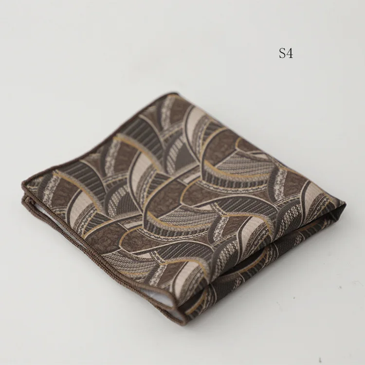 Hongkong Street Style Flower Dots Printed Pocket Square Men Adult Brown Navy Animal Handkerchief Towel Formal Suit Tuxedo Hanky