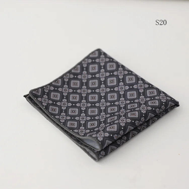 Hongkong Street Style Flower Dots Printed Pocket Square Men Adult Brown Navy Animal Handkerchief Towel Formal Suit Tuxedo Hanky
