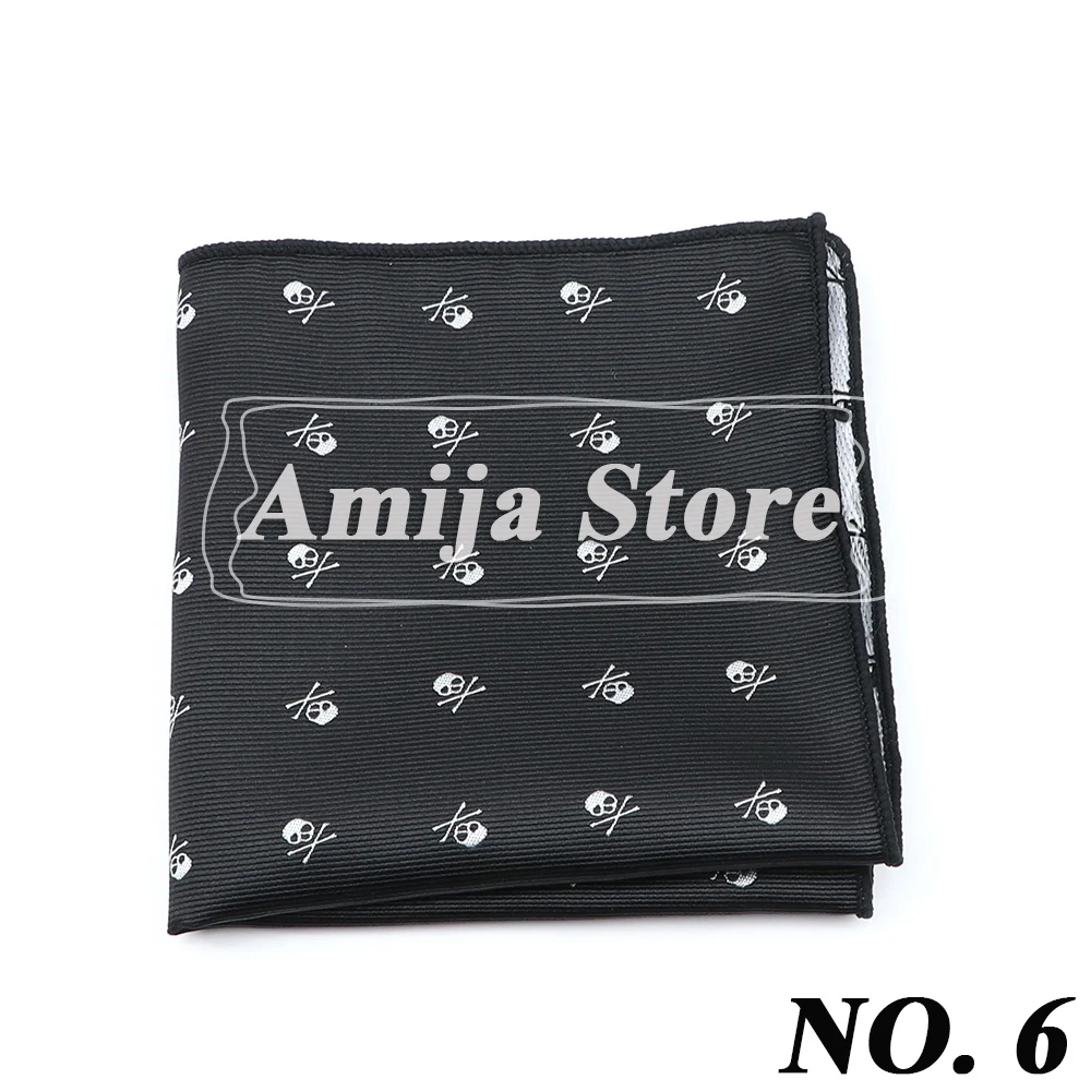 New Design 26*26CM Hankerchief Men's Pocket Square Blue Red Black Skull Hanky Suit Men's Business Wedding Party Chest Towel Snot