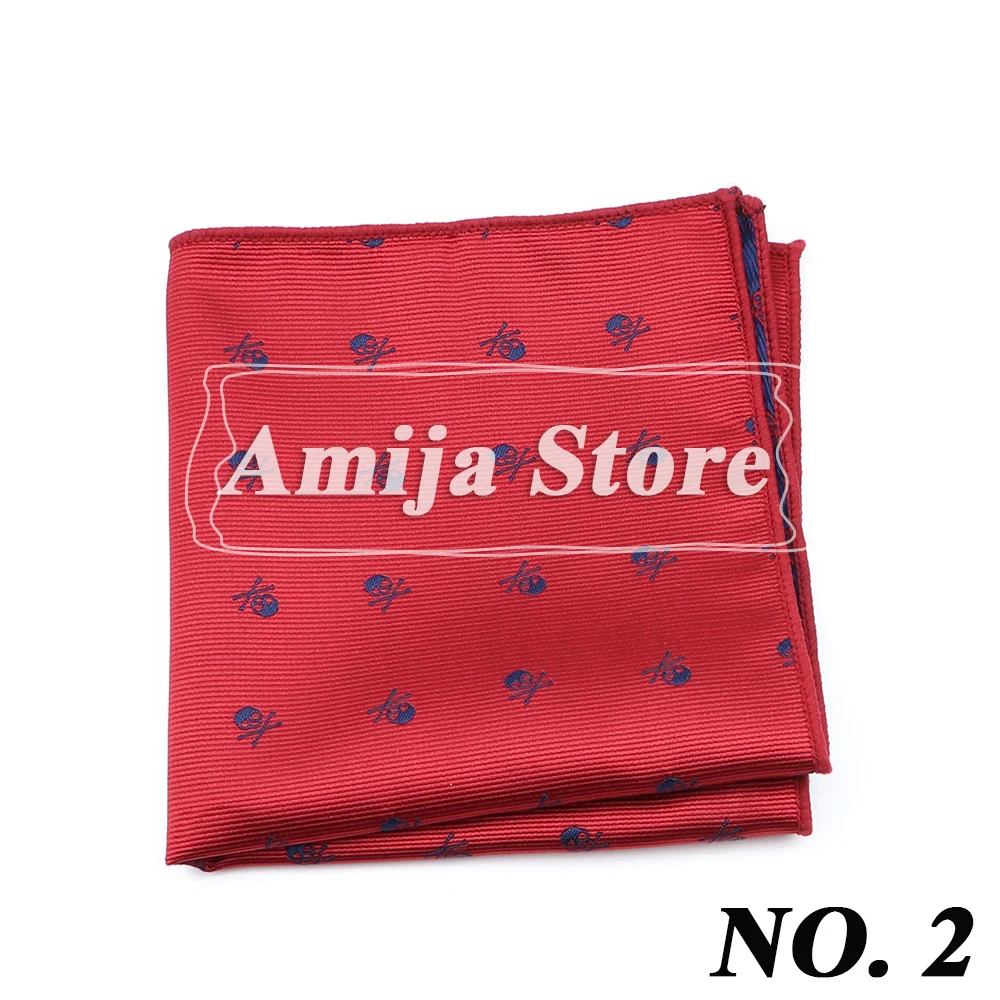 New Design 26*26CM Hankerchief Men's Pocket Square Blue Red Black Skull Hanky Suit Men's Business Wedding Party Chest Towel Snot